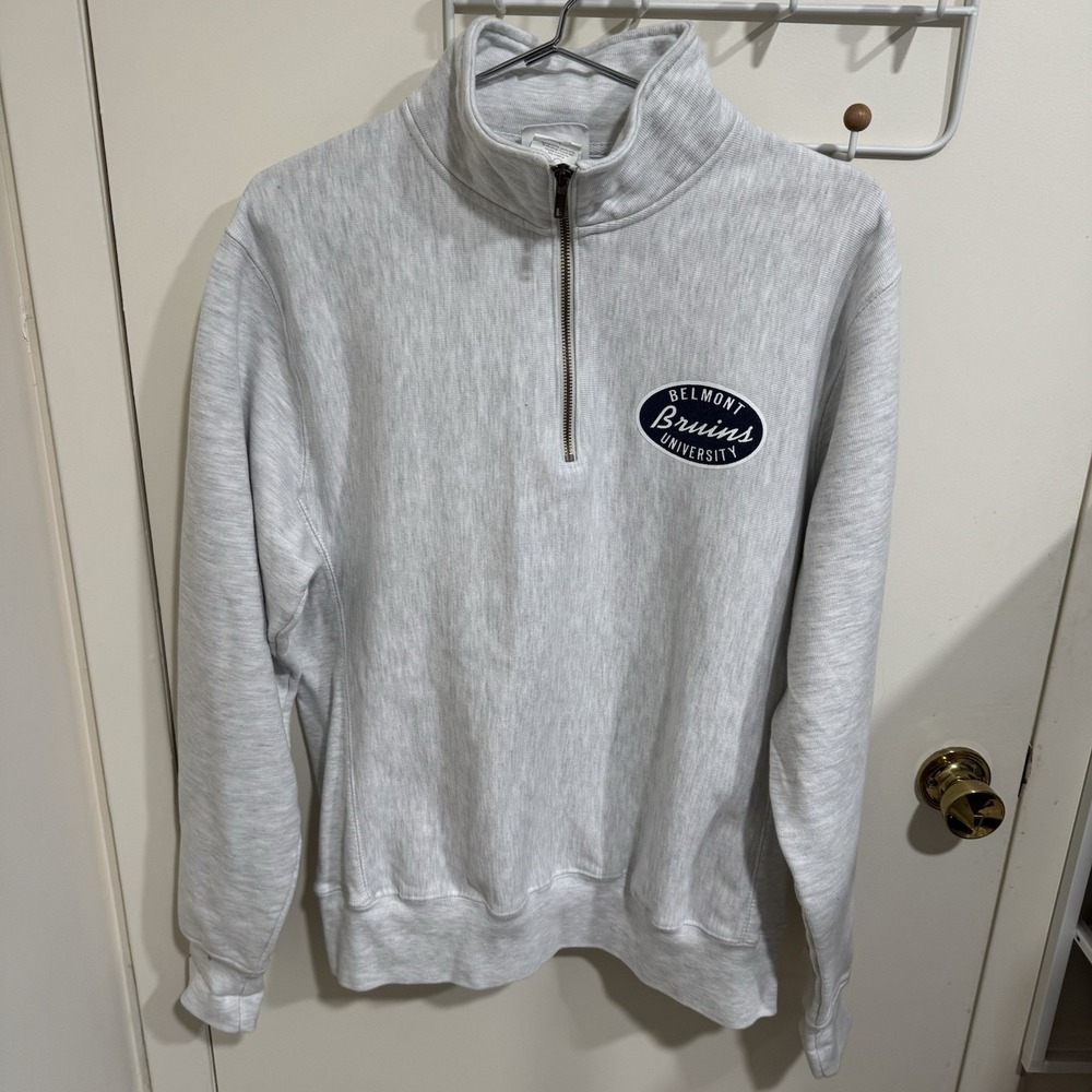Champion Reverse Weave Belmont University Bruins 1/4 Zip Sweatshirt Gray Large